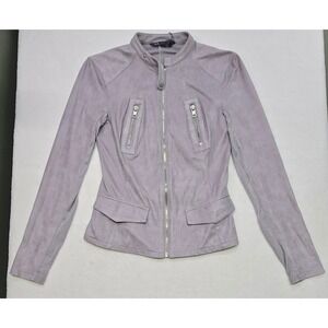 Armani Exchange Women's Jacket XS Moto Biker Faux Suede Lilac Purple‎